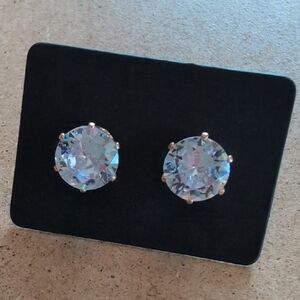 Sparkling Gold Tone Cubic Zirconia Stud Earrings